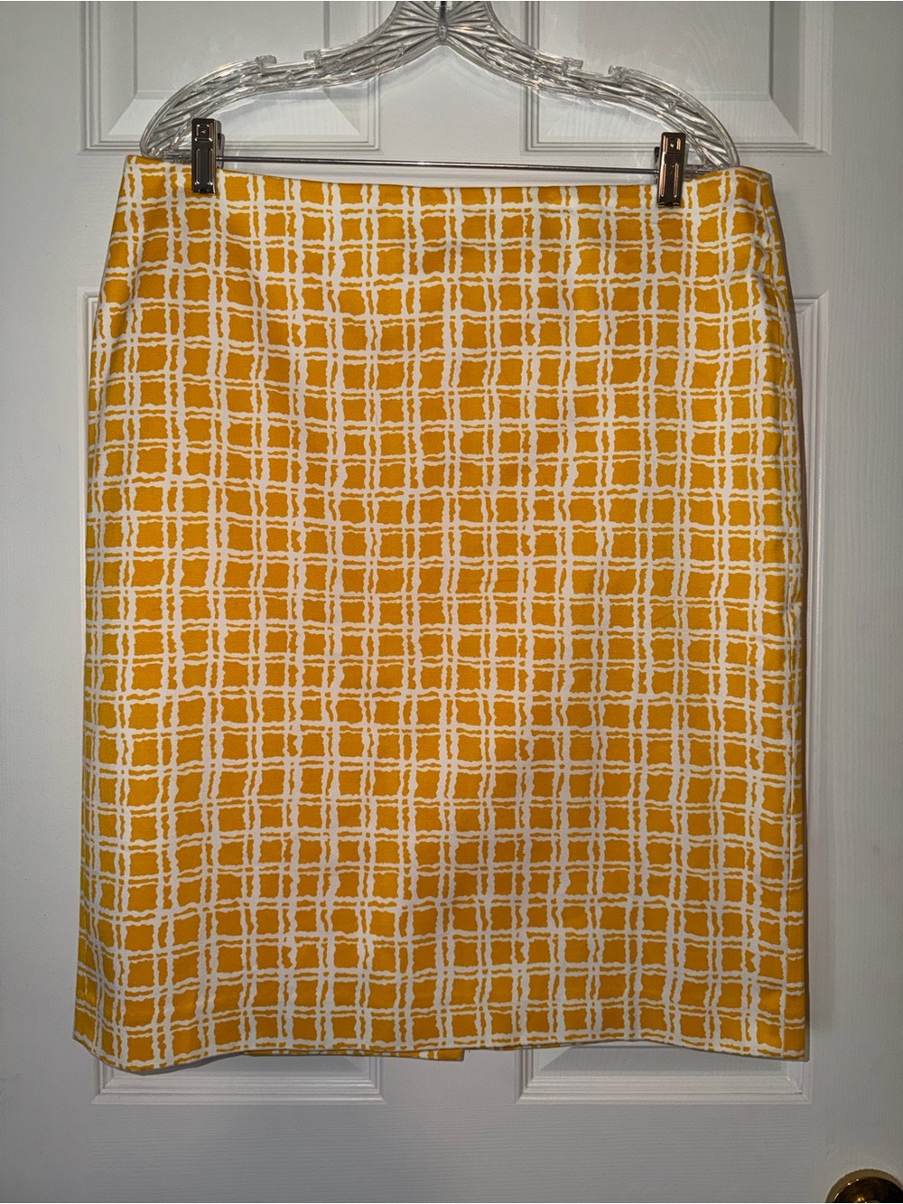 Talbots Yellow and White Plaid Pencil Skirt